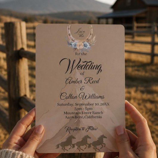 Faire-part de mariage Boho Western Mountain