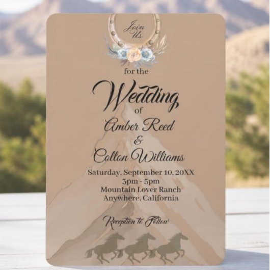 Faire-part de mariage Boho Western Mountain