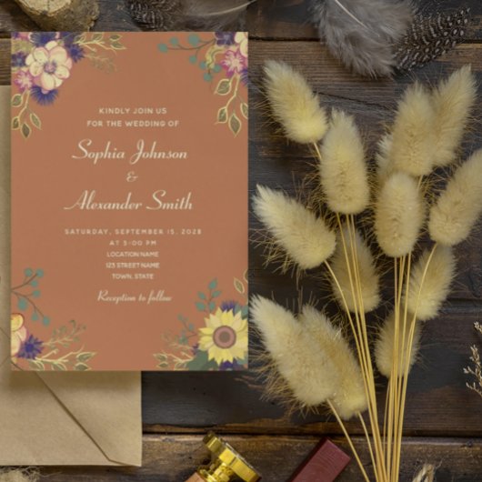Faire-part de mariage Boho Wildflowers