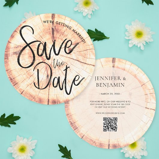 Faire-Part de Mariage Bois d'Arbre Rustique Étape 