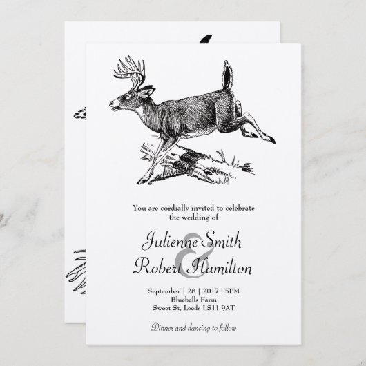 Faire-Part de Mariage Bois de Cerf Rustique (Devant / Derrière)