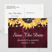 Faire-part de mariage Bois de Tournesol Bourgogne (Devant / Derrière)