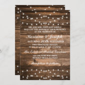 Faire-part de mariage Bois et lampes à cordes (Devant / Derrière)