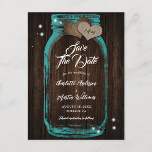 Faire-Part de Mariage Bois et Pot en Verre Salle d