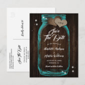 Faire-Part de Mariage Bois et Pot en Verre Salle d (Devant / Derrière)