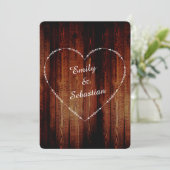 Faire-Part de Mariage Bois Rustique Classique Coeu (Debout devant)