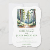 Faire-Part de Mariage Bois Rustique Forêt Verte (Devant)