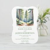 Faire-Part de Mariage Bois Rustique Forêt Verte (Debout devant)