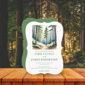 Faire-Part de Mariage Bois Rustique Forêt Verte