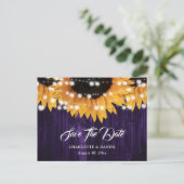 Faire-part de mariage Bois Tournesol Violet (Debout devant)