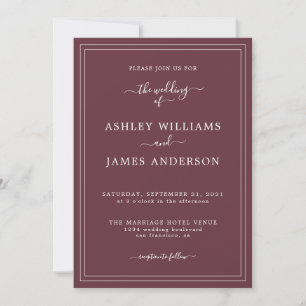 Faire-part de mariage bordeaux Chic Script