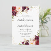 faire-part de mariage bordeaux élégant (Debout devant)