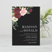faire-part de mariage bordeaux floral noir (Debout devant)
