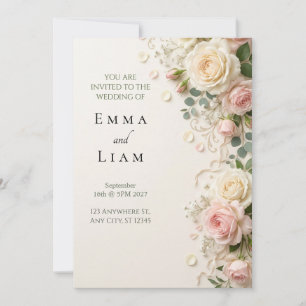 Faire-part de mariage Bordure de jardin de roses s