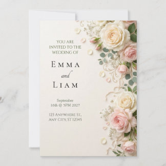 Faire-part de mariage Bordure de jardin de roses s