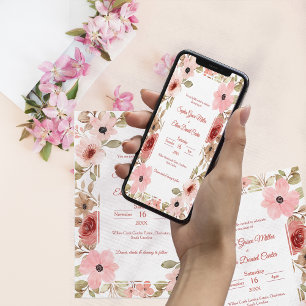 Faire-part de mariage Bordure de jardin floral ros