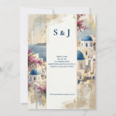 Faire-part de mariage bordure Égée Santorin (Dos)