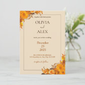 Faire-part de mariage Bordure Fleur Jaune (Debout devant)