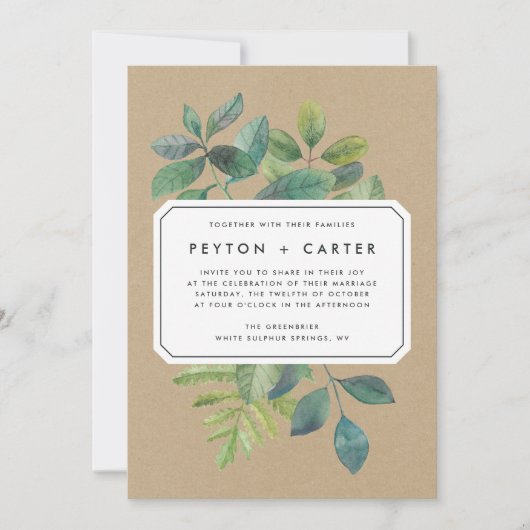 Faire-part de mariage Botanica Kraft (Devant)