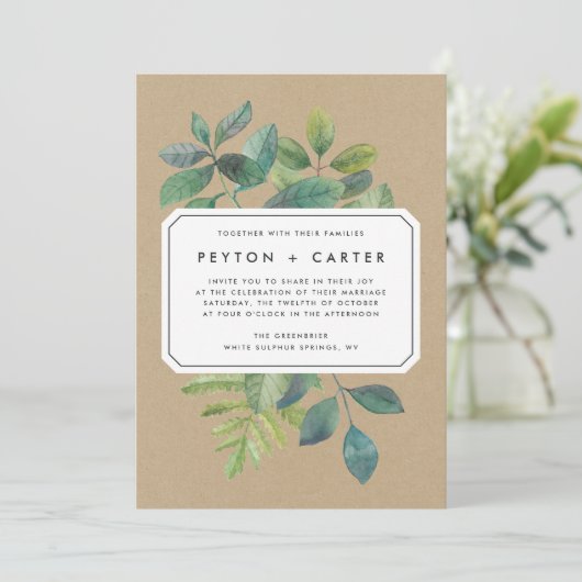 Faire-part de mariage Botanica Kraft (Debout devant)