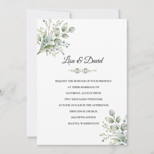 Faire-part de mariage botanique (Devant)
