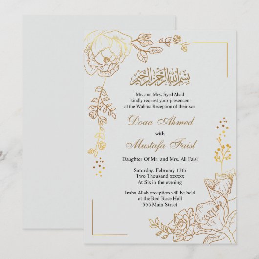 faire-part de mariage botanique (Devant / Derrière)