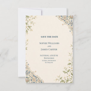 Faire-part de mariage botanique à carreaux marocai