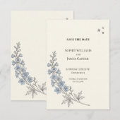 Faire-part de mariage botanique à fleur sauvage bl (Devant / Derrière)
