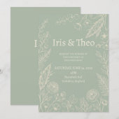 Faire-part de mariage botanique à la sauge (Devant / Derrière)