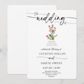 Faire-part de mariage botanique à l'aquarelle (Devant / Derrière)