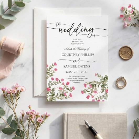 Faire-part de mariage botanique à l'aquarelle