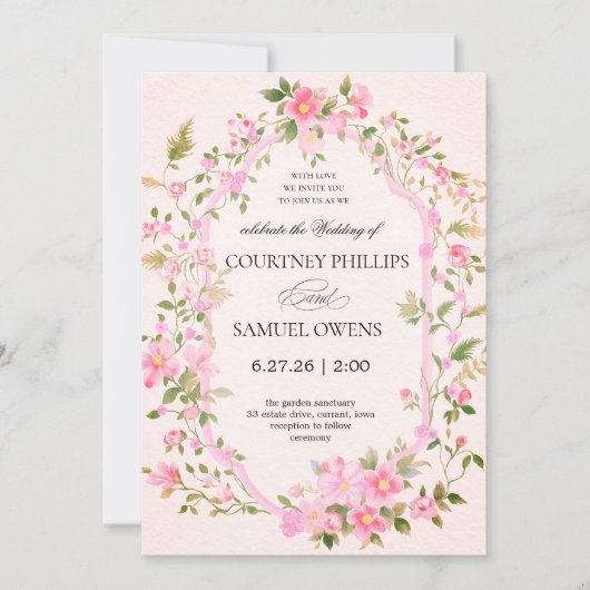 Faire-part de mariage botanique à l'aquarelle (Devant)
