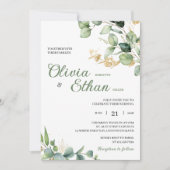 Faire-part de mariage botanique à l'aquarelle Euca (Devant)