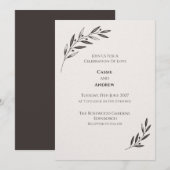 Faire-part de mariage botanique à l'olive noire (Devant / Derrière)