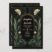 Faire-part de mariage botanique Art nouveau foncé (Devant / Derrière)