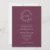 Faire-part de mariage botanique au monogramme de B (Devant)