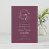 Faire-part de mariage botanique au monogramme de B (Debout devant)