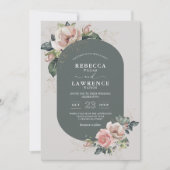 Faire-part de mariage botanique au ton sauge simpl (Devant)