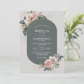 Faire-part de mariage botanique au ton sauge simpl (Debout devant)