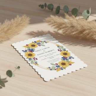 Faire-part de mariage botanique au tournesol