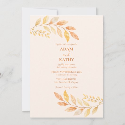 Faire-part de mariage botanique automnal rustique (Devant)
