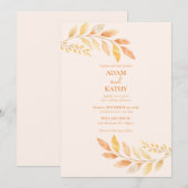 Faire-part de mariage botanique automnal rustique (Devant / Derrière)
