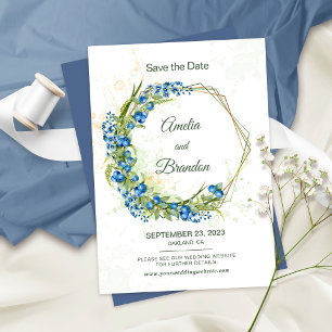 Faire-part de mariage botanique aux myrtilles bleu