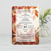 Faire-part de mariage botanique aux olives rouillé (Debout devant)