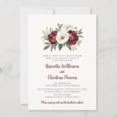 Faire-part de mariage botanique aux roses blanches (Devant)