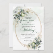 Faire-part de mariage botanique aux roses blanches (Devant)