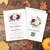 Faire-part de mariage botanique aux roses blanches