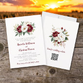 Faire-part de mariage botanique aux roses blanches