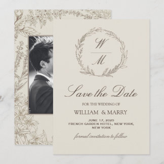 Faire-part de mariage botanique avec photo dans la