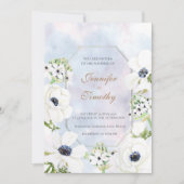 Faire-part de mariage Botanique blanc Fleur d'aném (Devant)